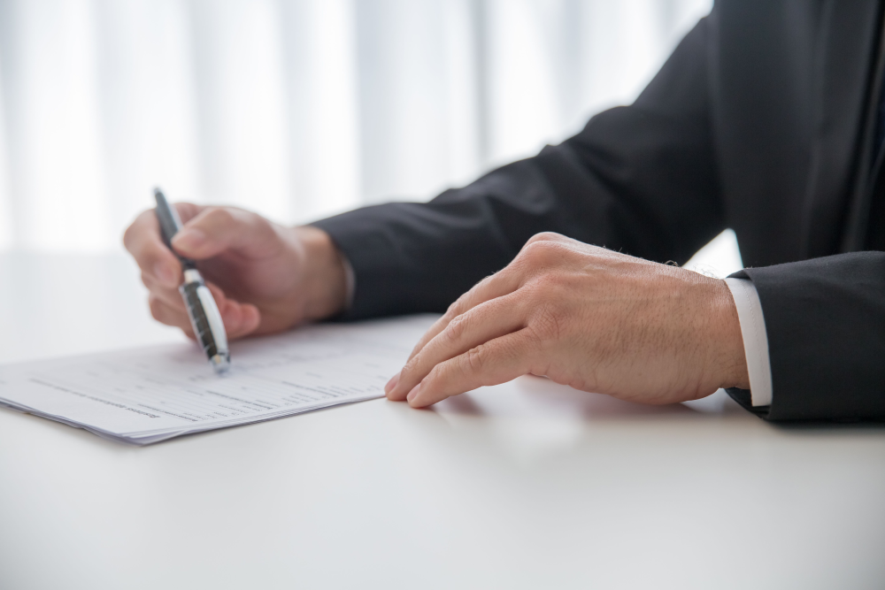 man met document
